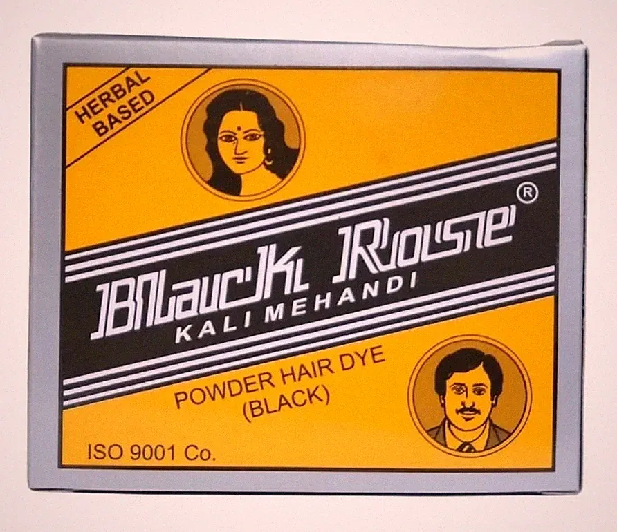 Black Rose 3.4 FL Oz Kali Black Henna Herbal Based Hair Dye Powder( Pack Of 6)